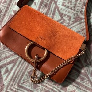Chloé Camel Leather and Suede Shoulder Bag